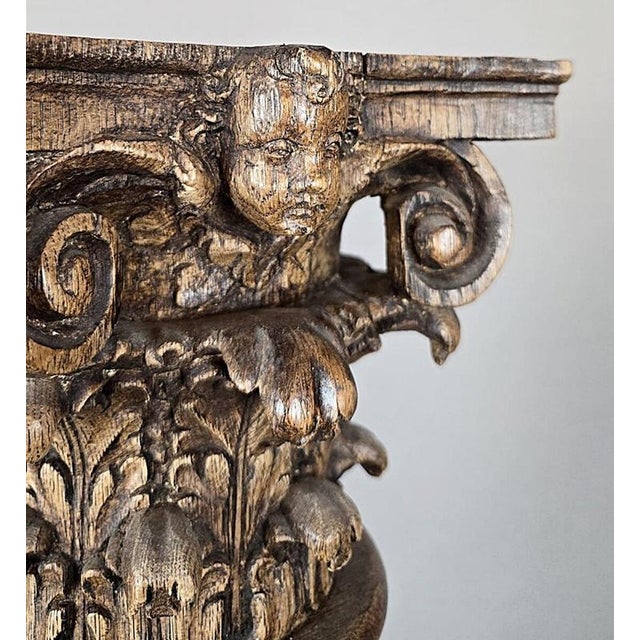 Carved Oak Twisted Columns, 1700s, Set of 2 For Sale - Image 4 of 15