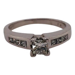 14 Karat White Gold Diamond Engagement Ring 1.40 Total Diamond Weight For Sale