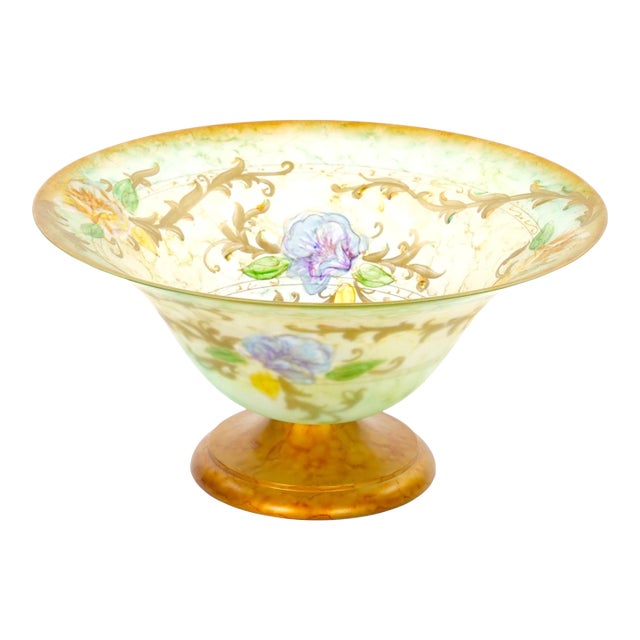Mid-Century Modern Italian Venetian Art Glass Gilt & Painted Tableware Piece For Sale