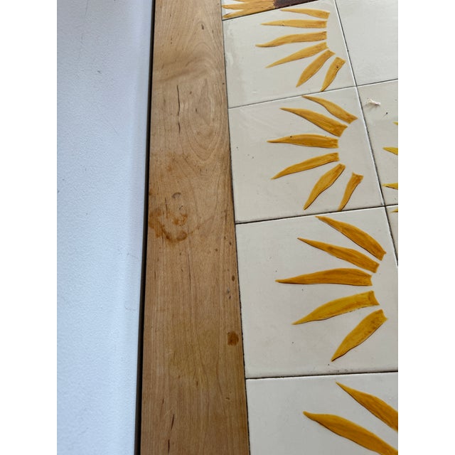 Wood Hand Painted Tile Top Table - Vintage - Sunflower Theme For Sale - Image 7 of 7