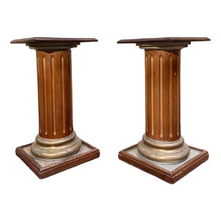 Vintage Gilded Wood Columns, Set of 2 For Sale