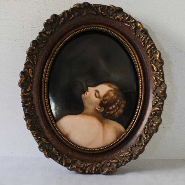 A finely hand-painted Continental European porcelain plaque, circa 1880–1895, depicting Io from Antonio Allegri da...