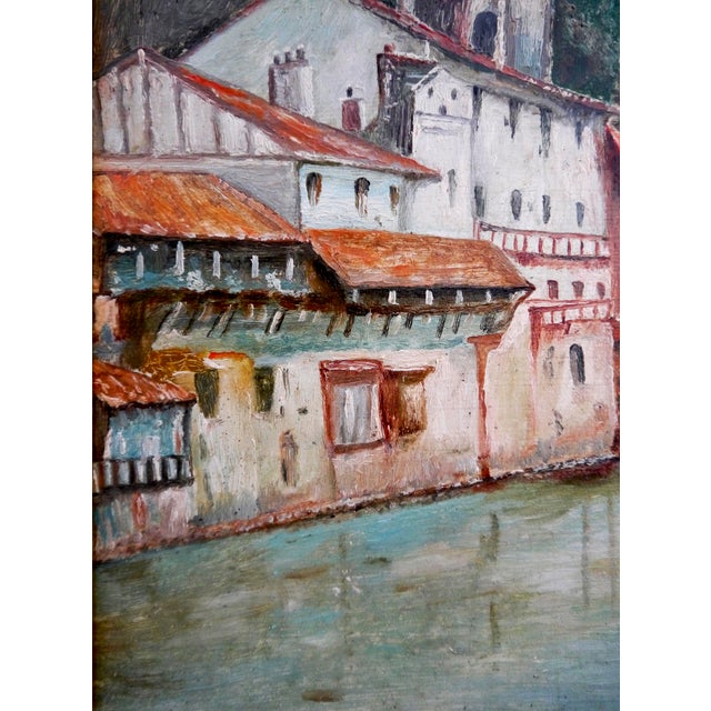 1990s J Borin French School River Town Landscape Oil Painting Signed For Sale - Image 4 of 12