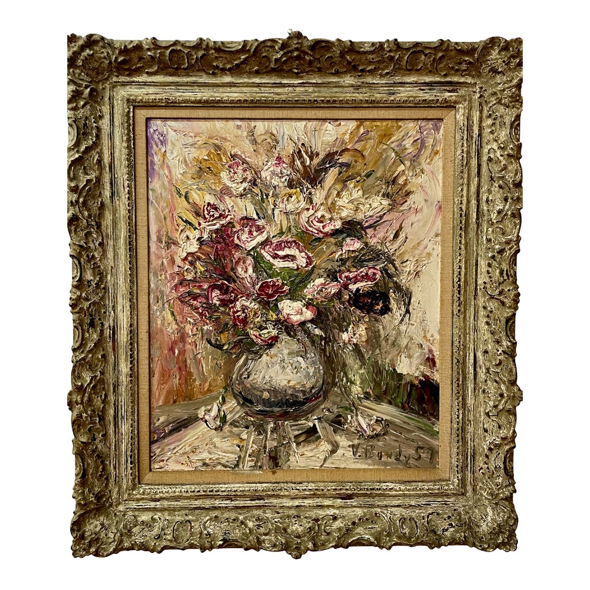 V. Bundy, (Untitled) a Tonalist’s Triumph of Roses and Anthurium Chairish