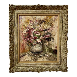 V. Bundy, (Untitled) a Tonalist’s Triumph of Roses and Anthurium For Sale