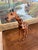 Hand-Carved Painted Wooden Giraffe Sculpture With Black Markings. For Sale - Image 4 of 9