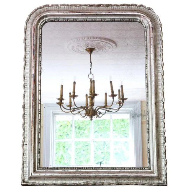 Glass Large Antique Silver Gilt Overmantle or Wall Mirror, 1890s For Sale - Image 7 of 7