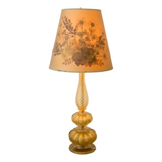 Murano Glass Table Lamp with Gold Flakes from Barovier & Toso, 1960s For Sale