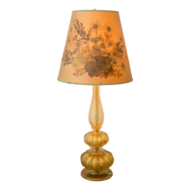Murano Glass Table Lamp with Gold Flakes from Barovier & Toso, 1960s For Sale