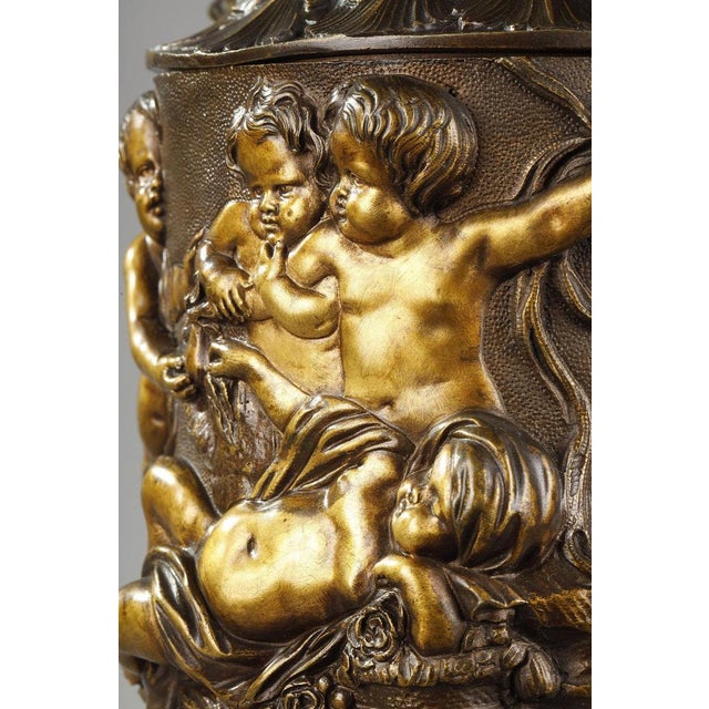 Covered Vases in Chased Bronze with Rich Decoration, 1870s, Set of 2 For Sale - Image 15 of 18