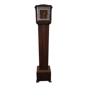 Antique 1920s Art Deco Walnut Smith Grandmother Clock Westminster Chime Key Wound Long Pendulum