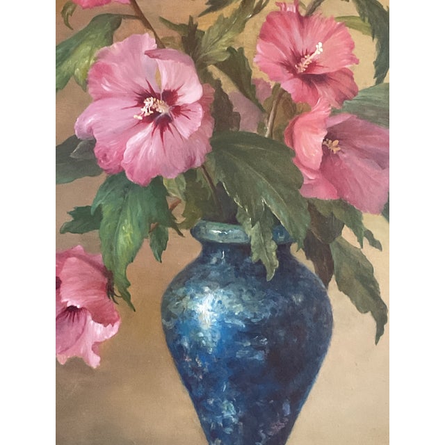 Mid 20th‑Century Vase With Flowers — Rich Classical Still Life Oil on Board, Signed For Sale - Image 9 of 15