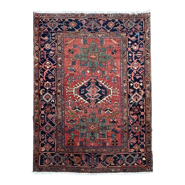 Antique Persian Karajeh Wool Rug 4’8” X 5’11” For Sale
