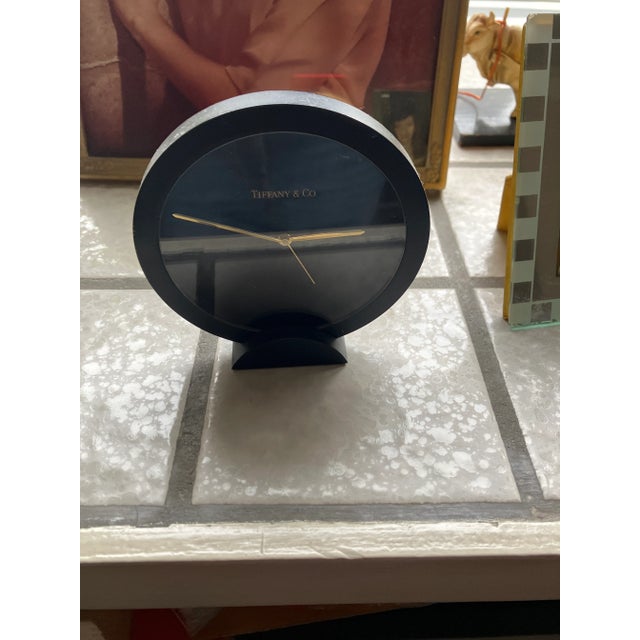 Tiffany and Co. 1990s Black and Gold Tiffany Alan Clock For Sale - Image 4 of 4