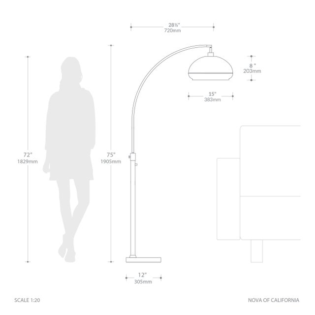 Metal Morelli Float Arc Lamp - Weathered Brass, Weathered Brass Lucite Shade, Steel Base, Dimmable For Sale - Image 7 of 7
