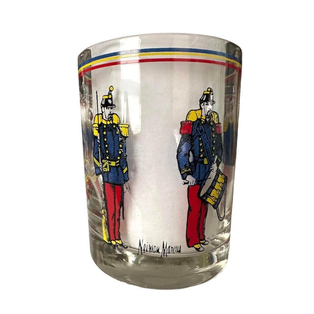 Vintage Mid-Century French Soldiers Barware / Lowball / Cocktail Glasses for Neiman Marcus, a Set of 6 in the Manner of Fornasetti For Sale - Image 4 of 9