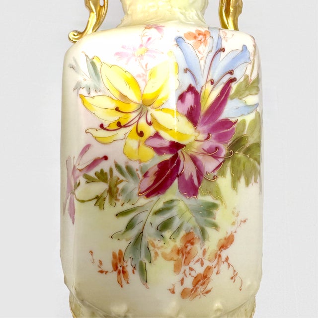 Ceramic Antique Royal Wettina Austria Floral Art Nouveau Robert Hanke 9" Vase For Sale - Image 7 of 7
