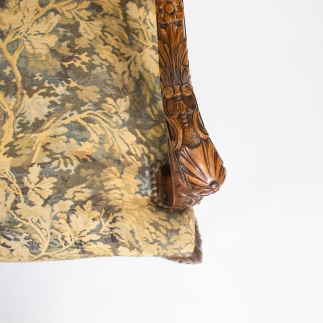 Pair of Large Late 19th C. French Régence (Louis Xiv/Xv) Revival Hand-Carved Solid Walnut Fauteuil Armchairs/Thrones For Sale - Image 12 of 18