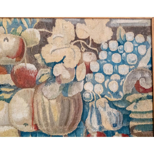 17th or 18th Century French Flemish Aubusson Tapestry Still Life Fragment in Frame For Sale - Image 9 of 12
