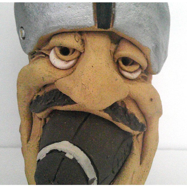 Late 20th Century Vintage 1997 Elizabeth Signed Ugly Mug/Face Pottery Mug Football Player Pristine For Sale - Image 5 of 9