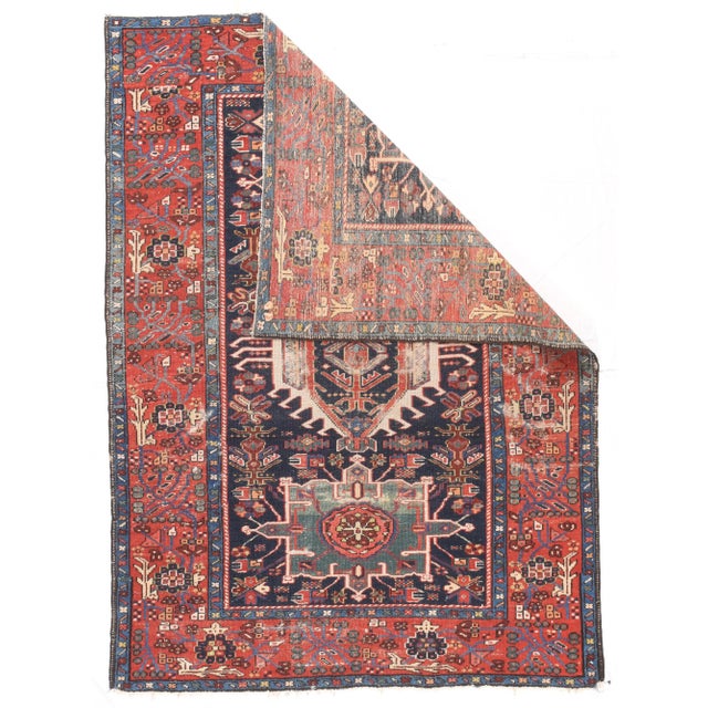 Antique Rust Karajeh Persian Area Rug 4'10'' x 6'3'' Rust