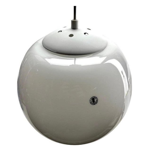 Dutch Pendant Lamp with a Globular Opaline Shade, 1960s For Sale - Image 4 of 15