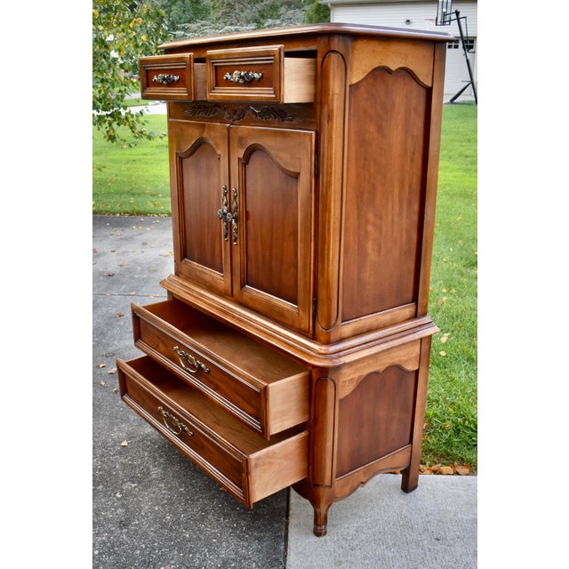 Cherry Dixie Furniture Tall Chest Vintage French Provincial Cabinet Chest For Sale - Image 16 of 18