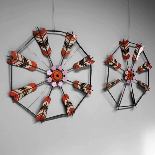 Vintage Spinning Wheels Koinobori Matsuri Wall Decoration, Japan, 1950s, Set of 2 For Sale - Image 16 of 18
