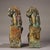 Metal Bronze Pair of Water-Drawing Mythical Beasts (Xishui Shou) With Gold Inlay - Green Patina Bronze Figurines on Bases For Sale - Image 7 of 9