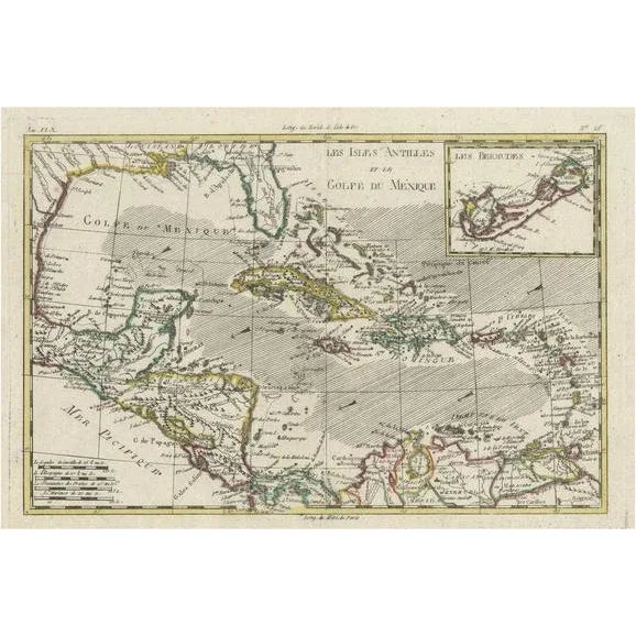 Engraving of the West Indies, Gulf of Mexico, Antilles, Caribbean, 1780s For Sale - Image 6 of 6