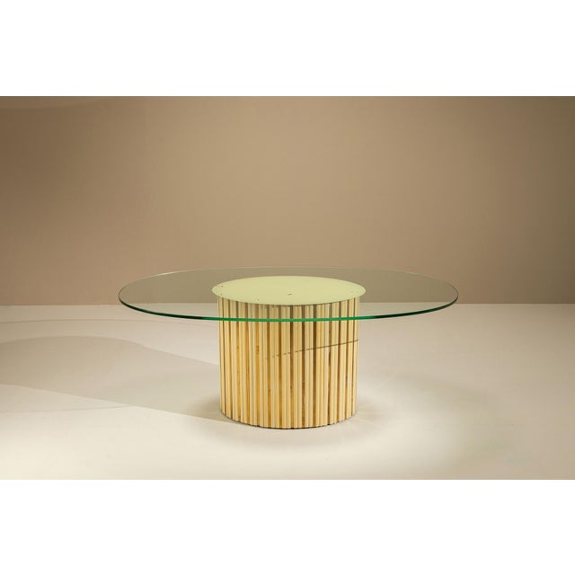 Vintage Oval Dining Table with Glass Top, Italy, 1970s For Sale - Image 4 of 12