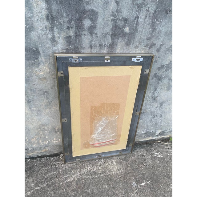 Mid 20th Century 1970s Lacquered Wood and Brass Mirror 16 by 24” For Sale - Image 5 of 8