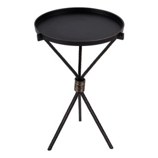 Lucca 14 in. W Round Aluminum and Iron Side Table with Tripod Shaped Base, Metalworks For Sale