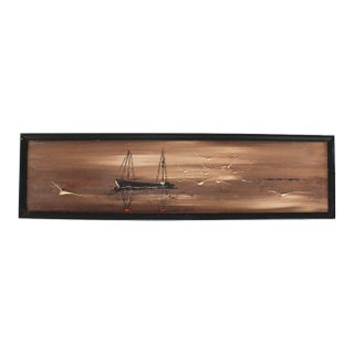 Vintage Seascape Oil Painting on Board by Lyman Fritz Hopkins For Sale