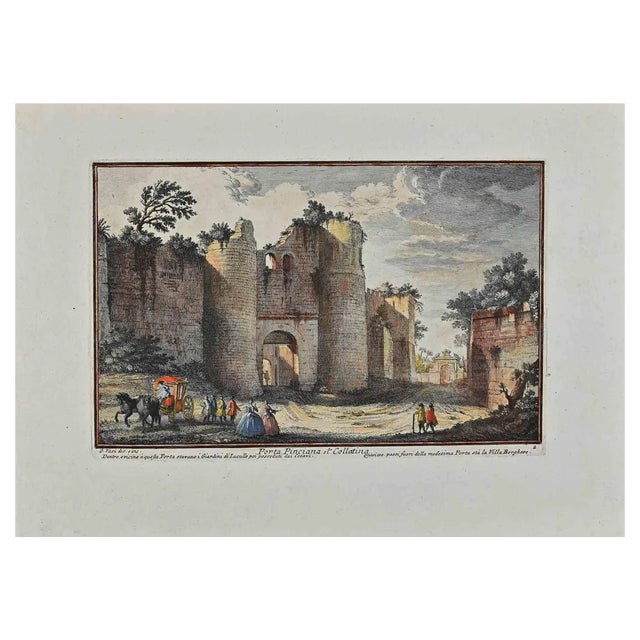 Giuseppe Vasi, Porta Pinciana, Original Etching, 18th-Century For Sale