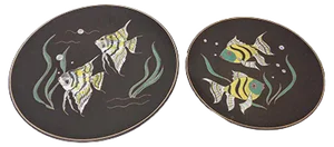 Vintage 717 Ceramic Plates with Fishes from Ruscha, 1970s, Set of 2