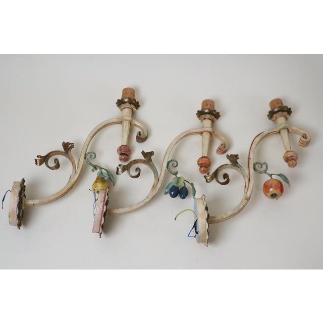 Large Hand-Forged Country House Wall Lamps with Apple, Plum and Pear, 1970s, Set of 3 For Sale - Image 3 of 16