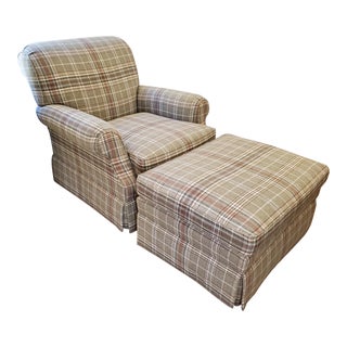 Ralph Lauren Club Chair and Ottoman For Sale
