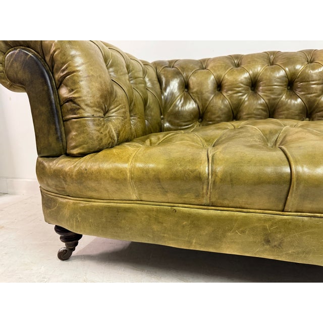 Antique Chesterfield Sofa in Patinated Leather, 1890s For Sale - Image 14 of 16