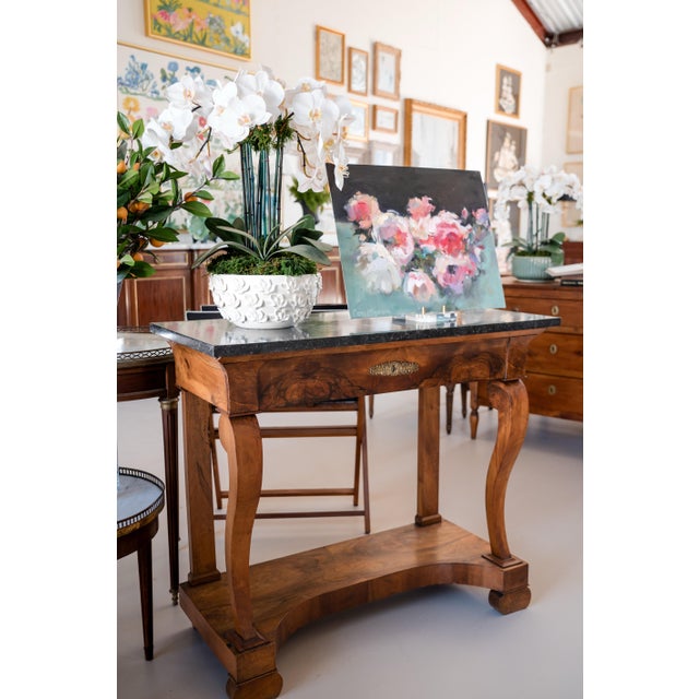 French French Restauration Walnut Marble-Top Console Table, Circa 1820 For Sale - Image 3 of 6