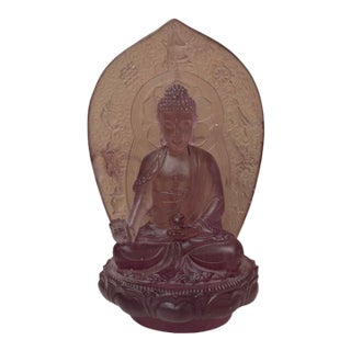 Crystal Glass Amethyst Purple Gautama Amitabha Shakyamuni Statue For Sale