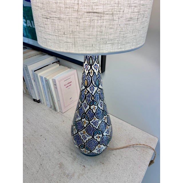 Large Moroccan Lamp in Glazed Ceramic, 1970 For Sale - Image 4 of 6