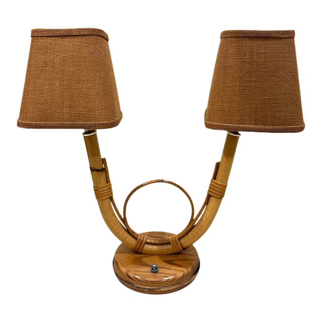 Louis Sognot Attrib French Vintage Double Light Table Lamp For Sale
