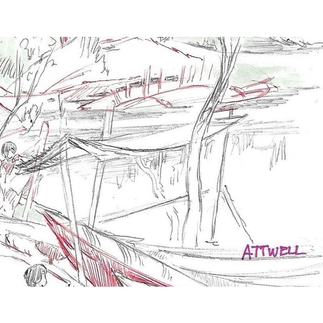 Painting by English artist Ivy Attwell (1895-1985). Attwell traveled extensively all over the world and recorded her...