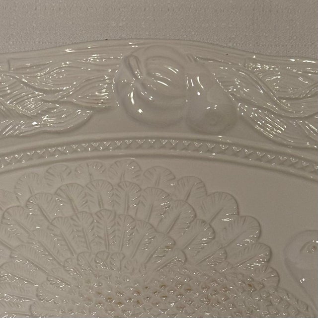 Ceramic Vintage Portuguese Majolica Turkey Platter A. Santos For Sale - Image 7 of 11