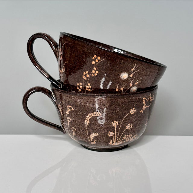 Studio Ceramic Cups with Plant and Animal Decor from Elli & Walter Serocka, Germany, 1970s, Set of 2 For Sale - Image 6 of 15