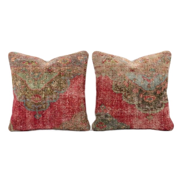 Turkish Rug Pillow Cover 23'' X 23'' - Set of Two For Sale