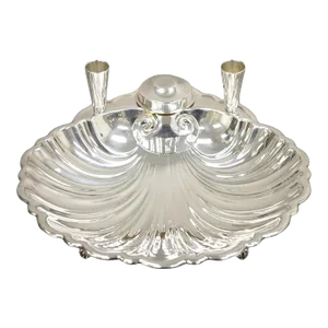 Late 20th Century Black Starr & Frost Silver Plated Clam Shell Seafood Cocktail Serving Platter