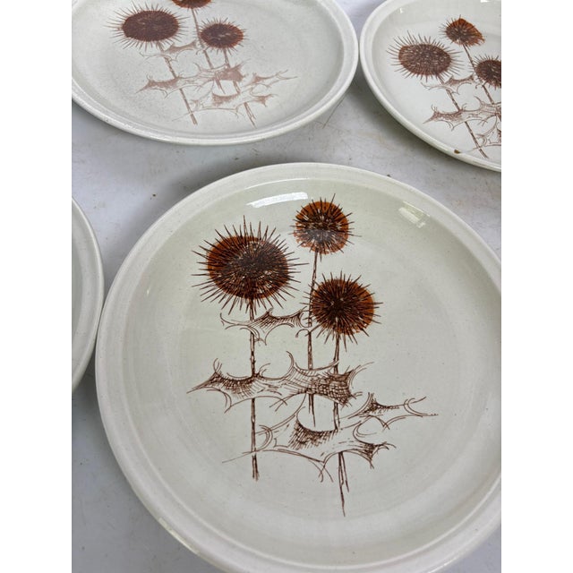 Ceramic Ceramic Plates with Thistle Motifs, France, 1970s, Set of 9 For Sale - Image 7 of 14