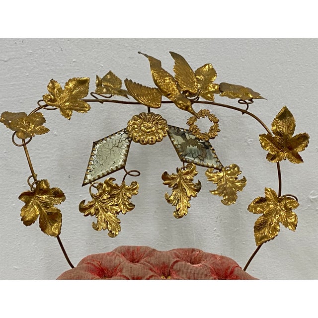 Victorian Era Gilded Metal Wedding Pin Cushion C.1900 Hand made twisted and gilded sheet metal chair pin cushion Wedding...